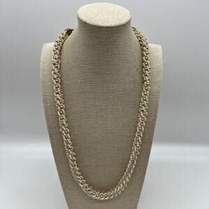 Vintage braided‎ faux pearl seed bead single strand floral necklace cottagecore